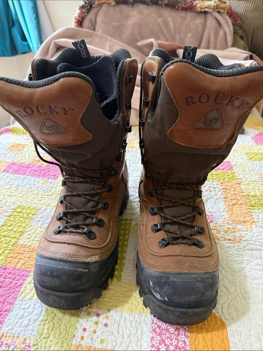 Rocky Brown and Black Leather/Nylon Work Boots